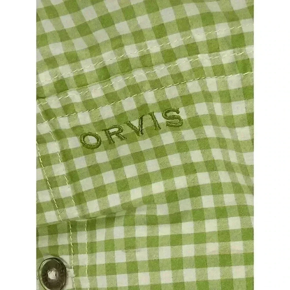 Orvis Mens Shirt Green Long Sleeve Collared Button Plaid Embroidered Logo XL - Picture 6 of 13